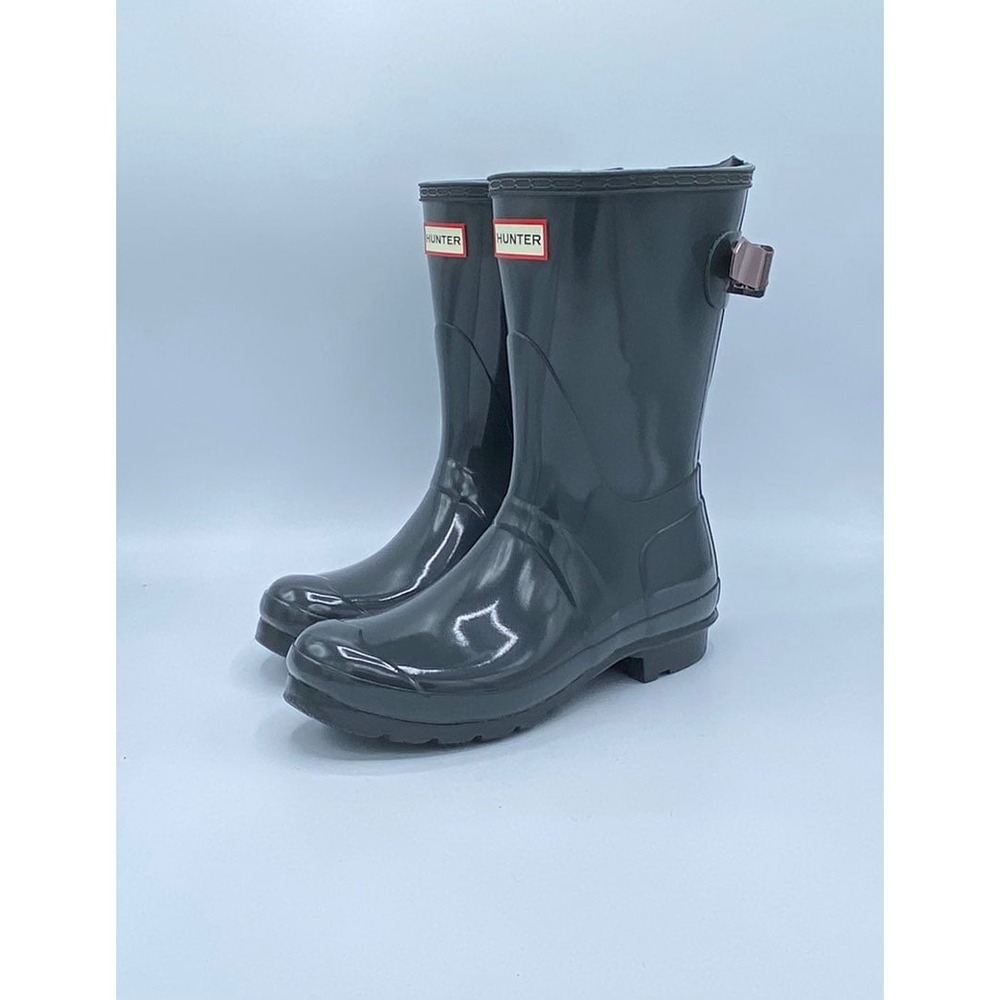 6W‎ - [NEW] Women's Hunter Short Back Adjustable Gloss Rain Boots WFS1013RGL - Picture 2 of 7